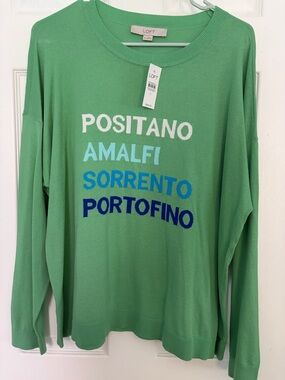 LOFT Green Italian Vacation Sweater